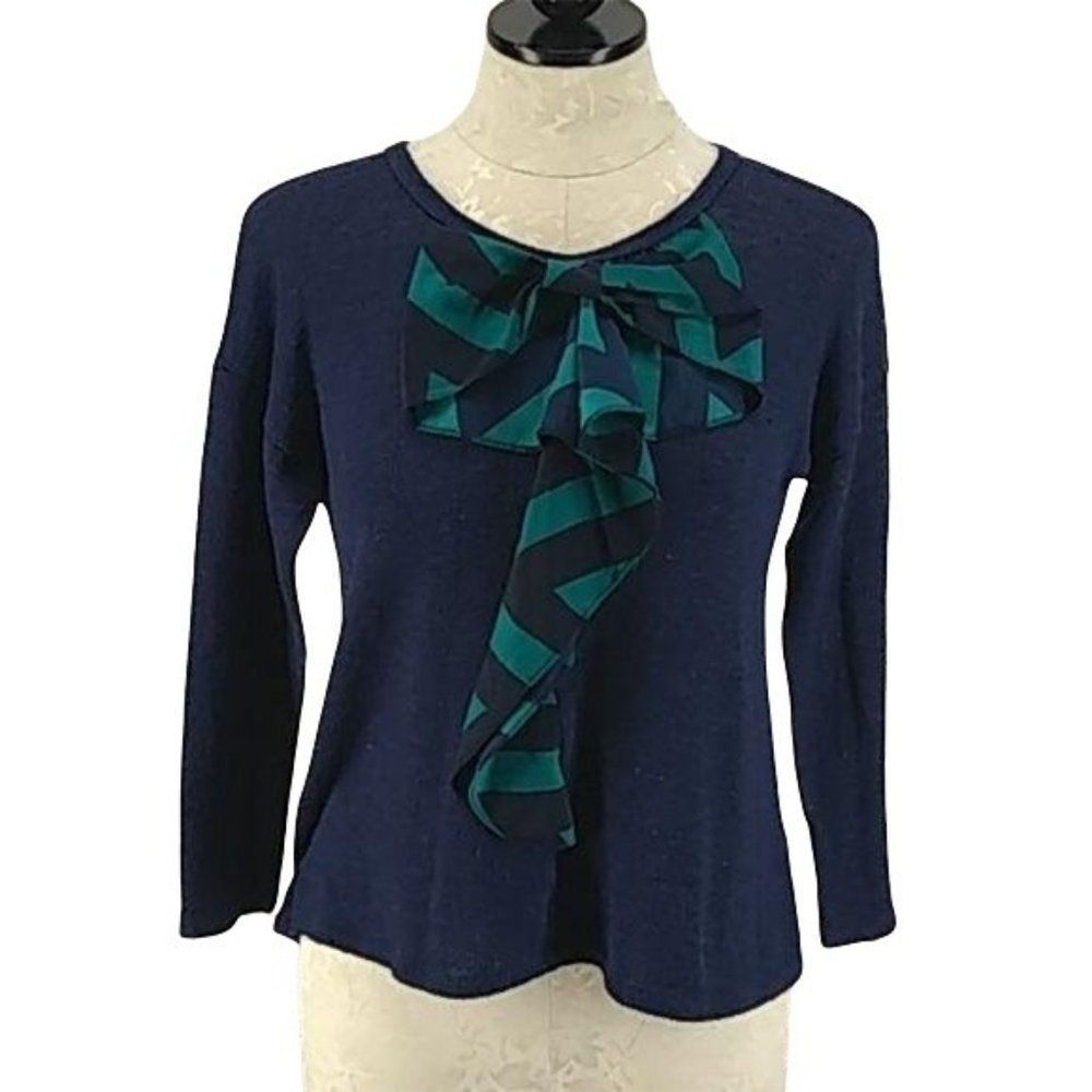 Moa Moa Boutique Moamoa Girl's Chevron Bow Long‎ Sleeve Blouse Size XL